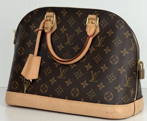 Louis Vuitton Alma PM Bag in Brown Coated Canvas with Leather Trim NFC S